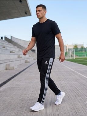 adidas Black and White Athletic Pants with Logo Tag Boys Youth L